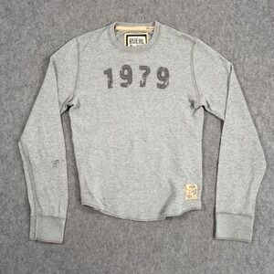Ruehl No. 925 Distressed Gray Thermal Waffle Knit Long Sleeve Men's Size Medium